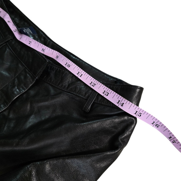 Vintage 90s Y2K Ann Taylor Loft Black Leather Straight Leg Pants 8p - Picture 5 of 7